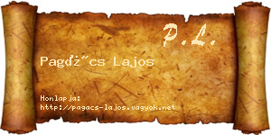 Pagács Lajos névjegykártya